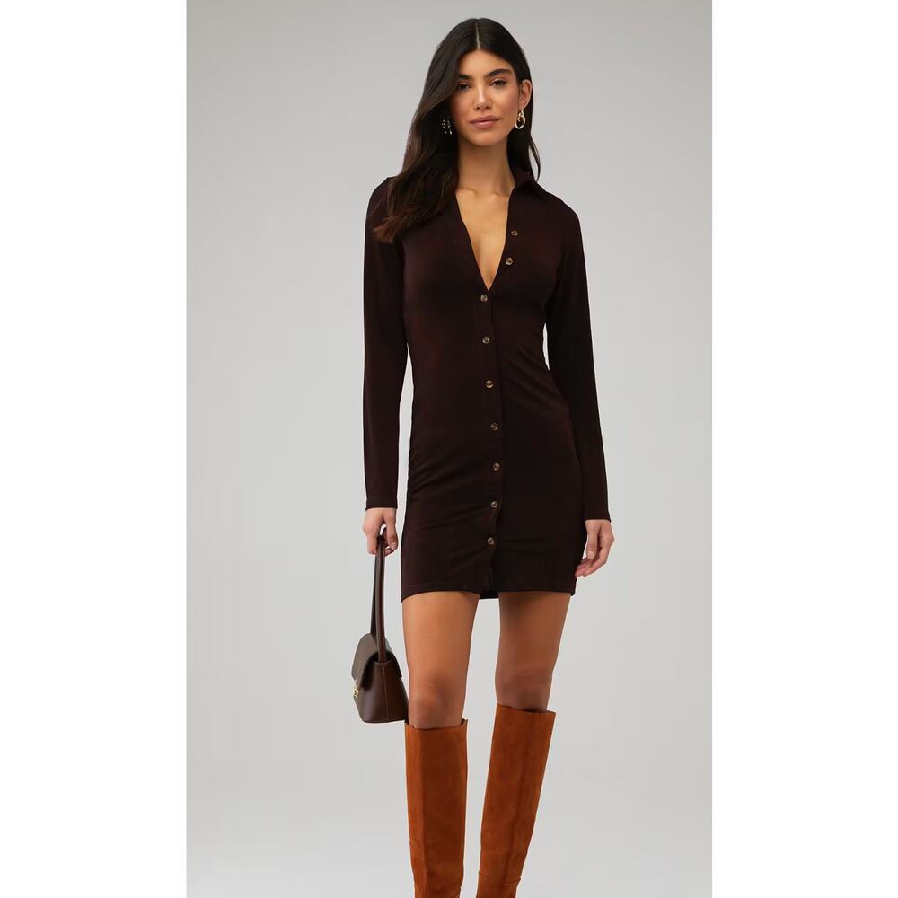 $60 New peppermayo Ring My Bell Mini Dress - Brown - size 4
